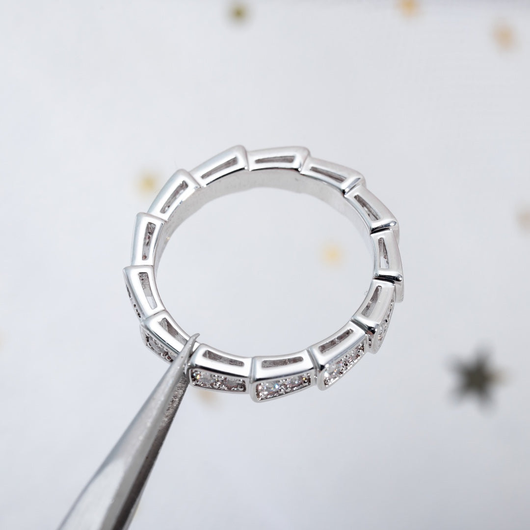 [BLAUE TRÄNEN]SERPENTI RING SILBER DIAMANT GEPAART 3MM