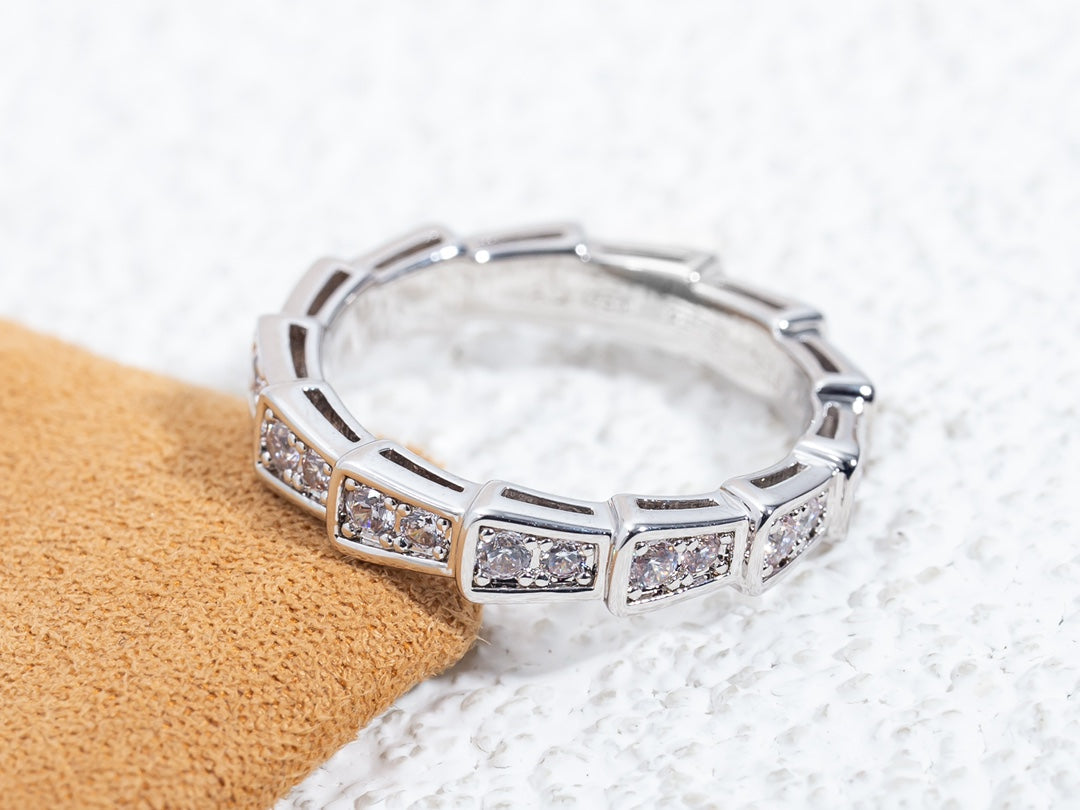 [BLAUE TRÄNEN]SERPENTI RING SILBER DIAMANT GEPAART 3MM