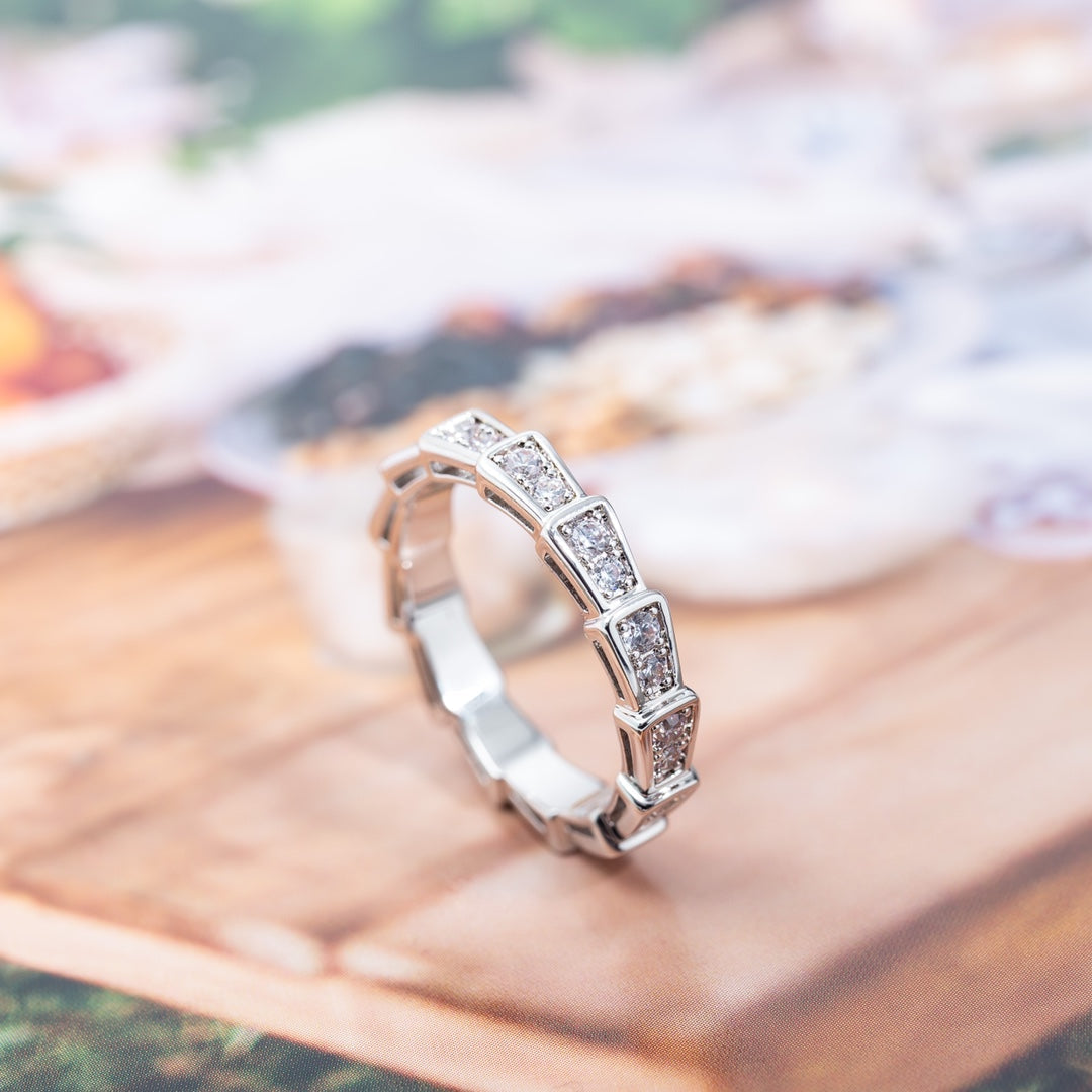 [BLAUE TRÄNEN]SERPENTI RING SILBER DIAMANT GEPAART 3MM