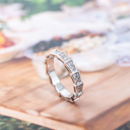 [BLAUE TRÄNEN]SERPENTI RING SILBER DIAMANT GEPAART 3MM