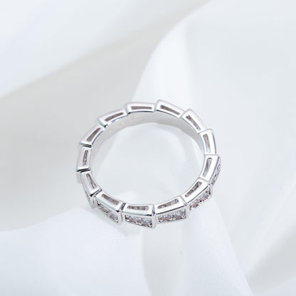 [BLAUE TRÄNEN]SERPENTI RING SILBER DIAMANT GEPAART 3MM