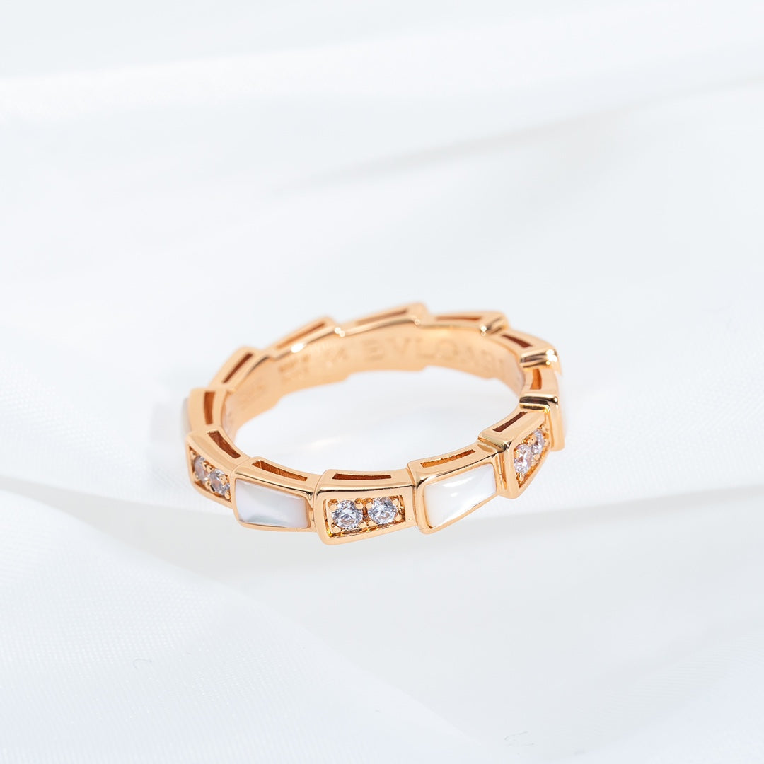 [BLAUE TRÄNEN]SERPENTI RING ROTGOLD DIAMANT MOP 3MM