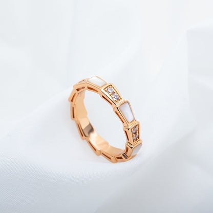 [BLAUE TRÄNEN]SERPENTI RING ROTGOLD DIAMANT MOP 3MM