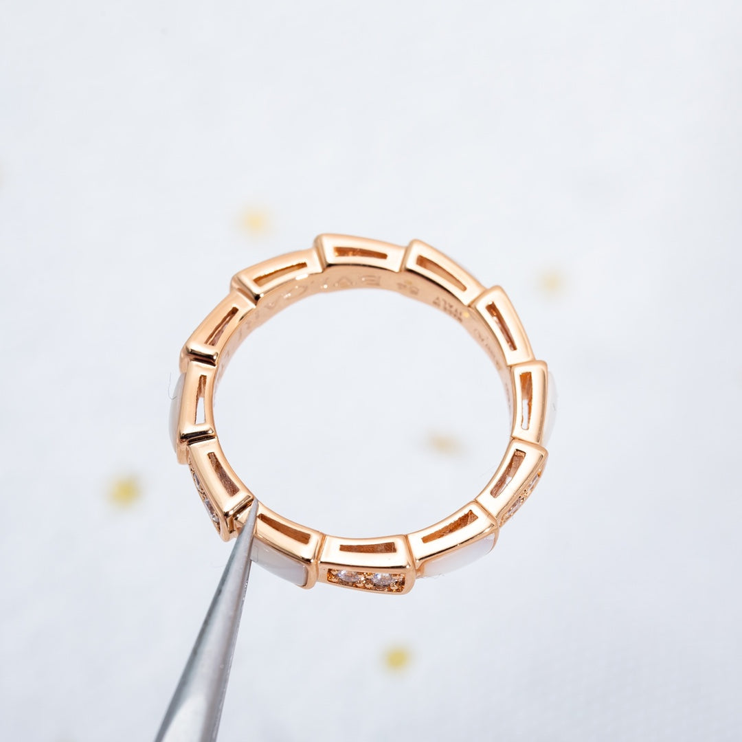 [BLAUE TRÄNEN]SERPENTI RING ROTGOLD DIAMANT MOP 3MM