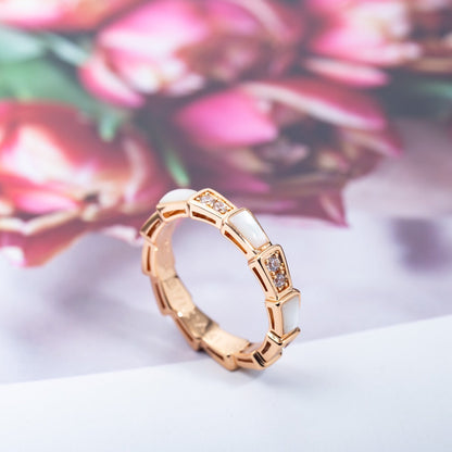 [BLAUE TRÄNEN]SERPENTI RING ROTGOLD DIAMANT MOP 3MM