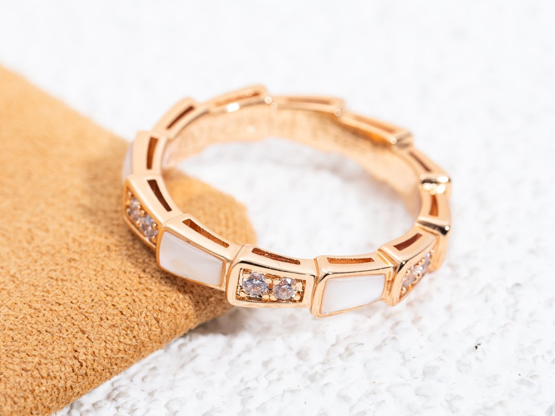 [BLAUE TRÄNEN]SERPENTI RING ROTGOLD DIAMANT MOP 3MM