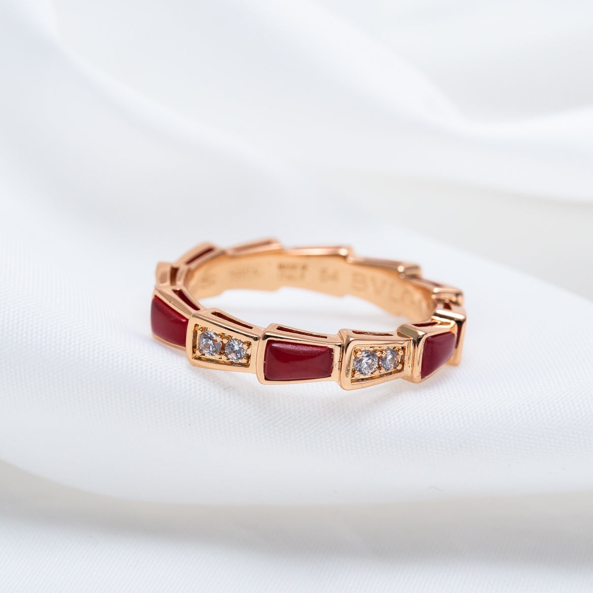 [BLAUE TRÄNEN]SERPENTI RING ROTGOLD KARNEOL DIAMANT 3MM