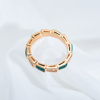 [BLAUE TRÄNEN]SERPENTI RING ROTGOLD MALACHIT DIAMANT 3MM