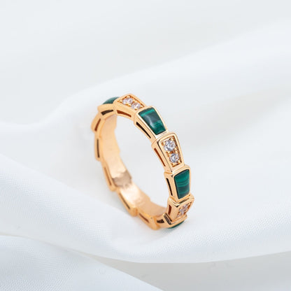 [BLAUE TRÄNEN]SERPENTI RING ROTGOLD MALACHIT DIAMANT 3MM