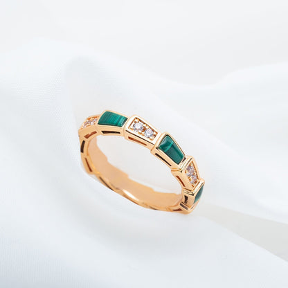 [BLAUE TRÄNEN]SERPENTI RING ROTGOLD MALACHIT DIAMANT 3MM