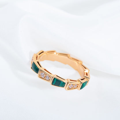 [BLAUE TRÄNEN]SERPENTI RING ROTGOLD MALACHIT DIAMANT 3MM