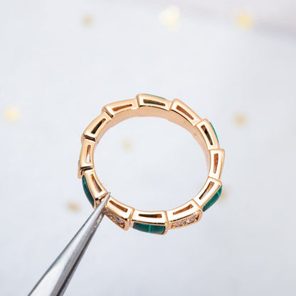 [BLAUE TRÄNEN]SERPENTI RING ROTGOLD MALACHIT DIAMANT 3MM