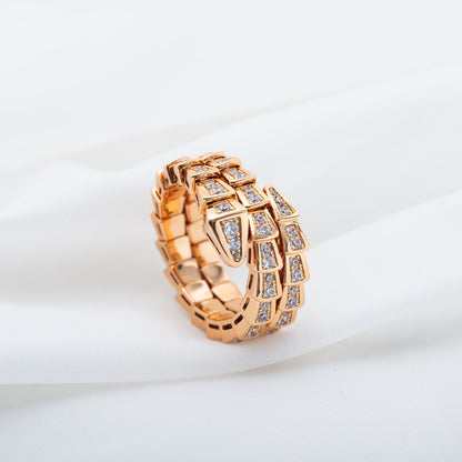 [BLAUE TRÄNEN]SERPENTI RING ROTGOLD DIAMANT DOPPELREIHIG