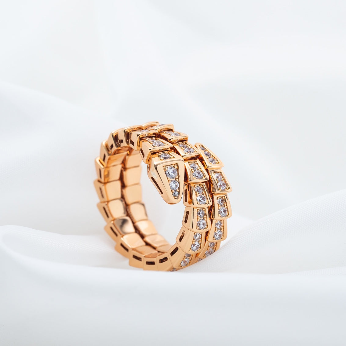 [BLAUE TRÄNEN]SERPENTI RING ROTGOLD DIAMANT DOPPELREIHIG