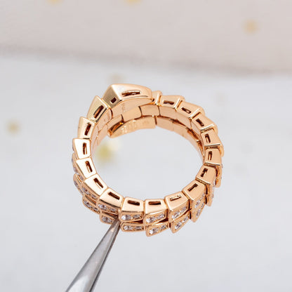[BLAUE TRÄNEN]SERPENTI RING ROTGOLD DIAMANT DOPPELREIHIG