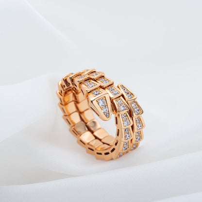 [BLAUE TRÄNEN]SERPENTI RING ROTGOLD DIAMANT DOPPELREIHIG