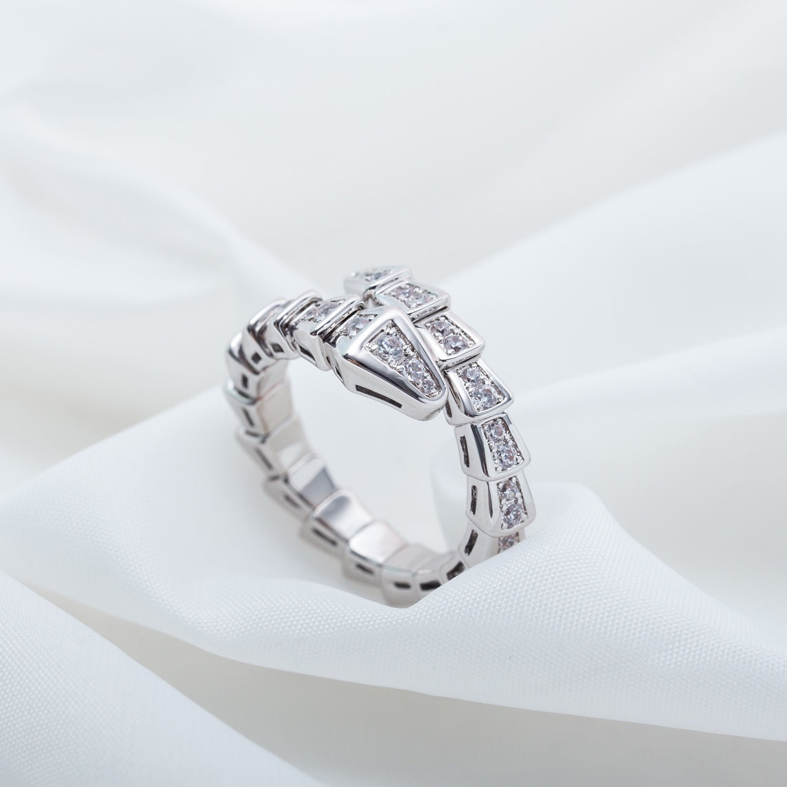 [BLAUE TRÄNEN]SERPENTI RING SILBER DIAMANT GEPAART 4MM