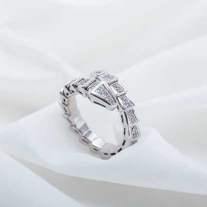 [BLAUE TRÄNEN]SERPENTI RING SILBER DIAMANT GEPAART 4MM