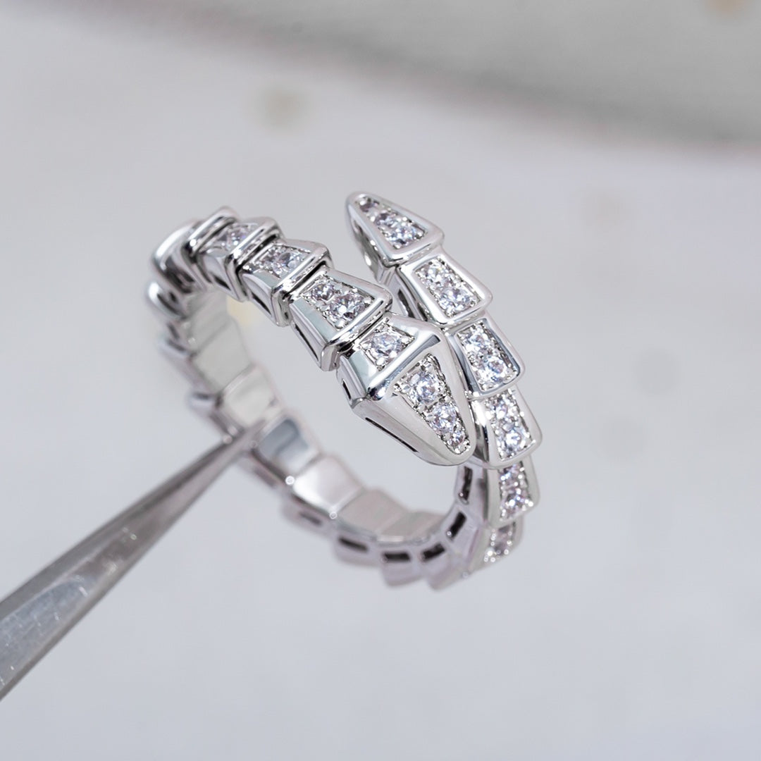 [BLAUE TRÄNEN]SERPENTI RING SILBER DIAMANT GEPAART 4MM