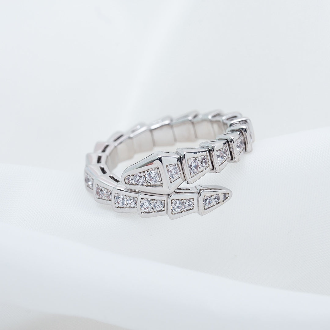 [BLAUE TRÄNEN]SERPENTI RING SILBER DIAMANT GEPAART 4MM