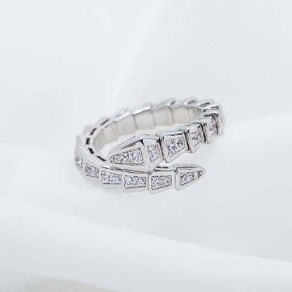 [BLAUE TRÄNEN]SERPENTI RING SILBER DIAMANT GEPAART 4MM