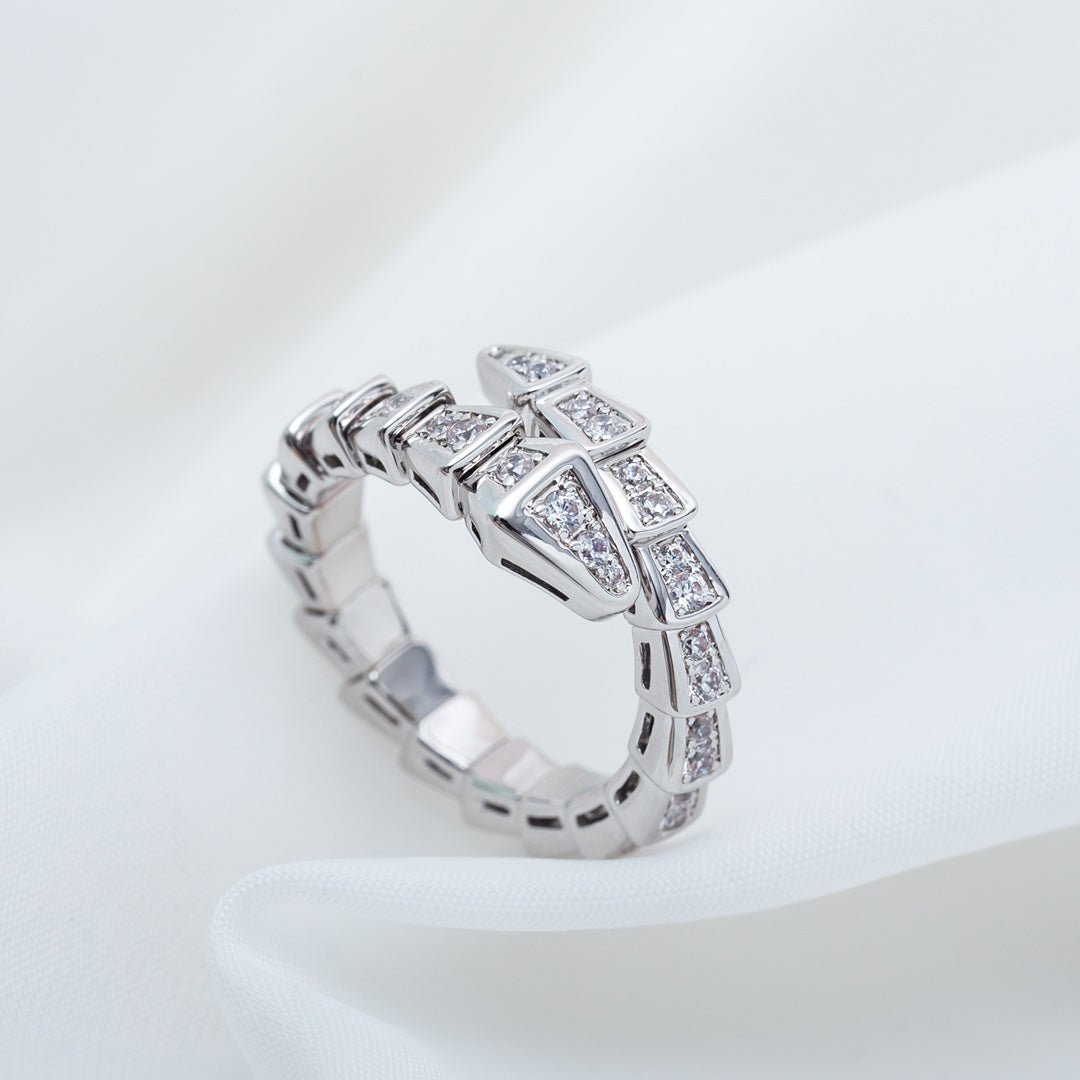 [BLAUE TRÄNEN]SERPENTI RING SILBER DIAMANT GEPAART 4MM