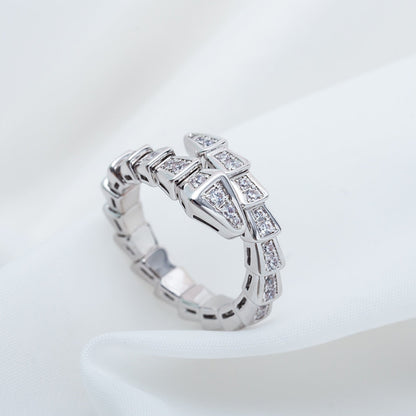 [BLAUE TRÄNEN]SERPENTI RING SILBER DIAMANT GEPAART 4MM
