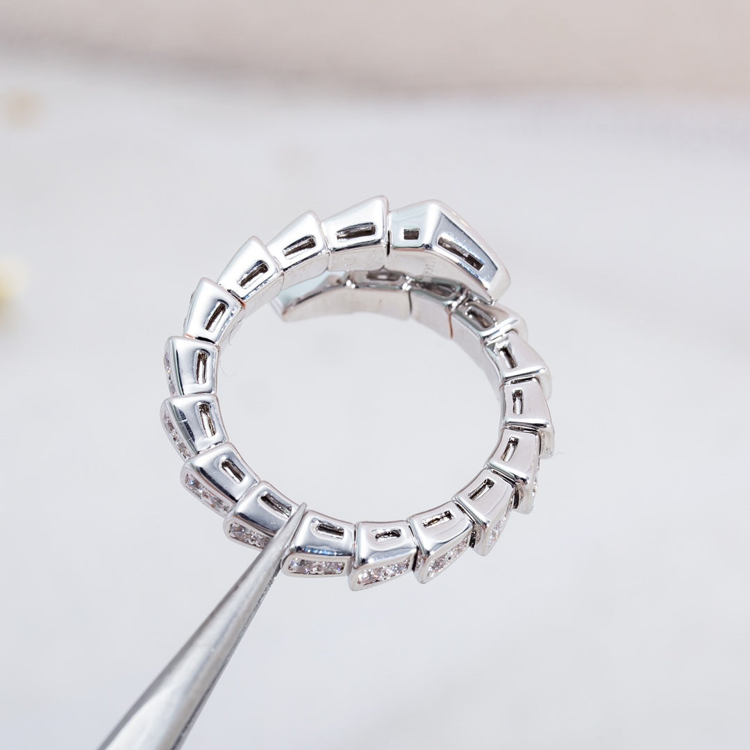 [BLAUE TRÄNEN]SERPENTI RING SILBER DIAMANT GEPAART 4MM
