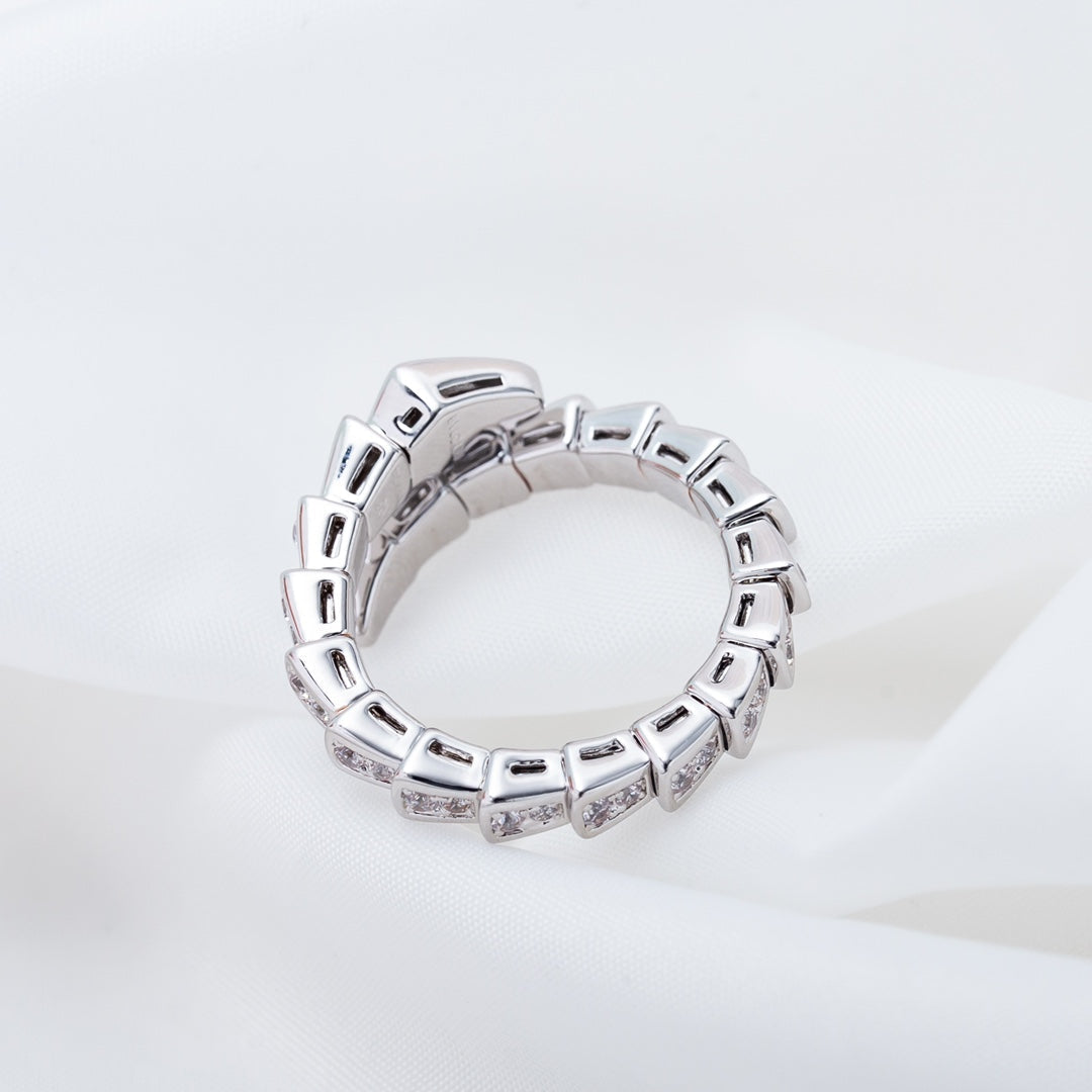 [BLAUE TRÄNEN]SERPENTI RING SILBER DIAMANT GEPAART 4MM