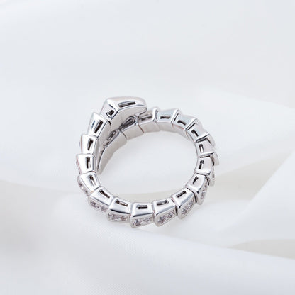 [BLAUE TRÄNEN]SERPENTI RING SILBER DIAMANT GEPAART 4MM