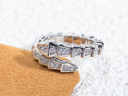 [BLAUE TRÄNEN]SERPENTI RING SILBER DIAMANT GEPAART 4MM