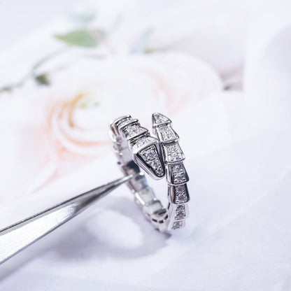 [BLAUE TRÄNEN]SERPENTI RING SILBER DIAMANT GEPAART 4MM