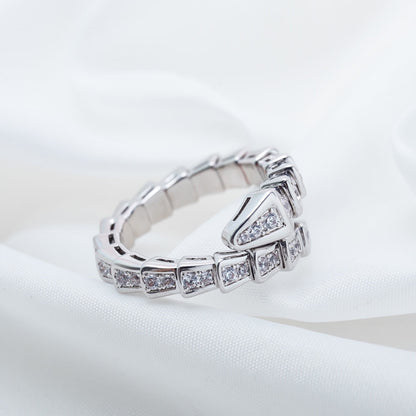 [BLAUE TRÄNEN]SERPENTI RING SILBER DIAMANT GEPAART 4MM