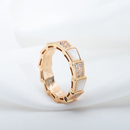 [BLAUE TRÄNEN]SERPENTI RING ROTGOLD MIT DIAMANTEN 4MM
