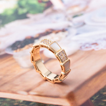 [BLAUE TRÄNEN]SERPENTI RING ROTGOLD MIT DIAMANTEN 4MM