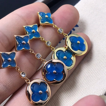 [BLAUE TRÄNEN] OHRRINGE AUS DIAMANT UND STERNENACHAT