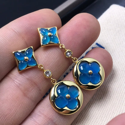 [BLAUE TRÄNEN] OHRRINGE AUS DIAMANT UND STERNENACHAT