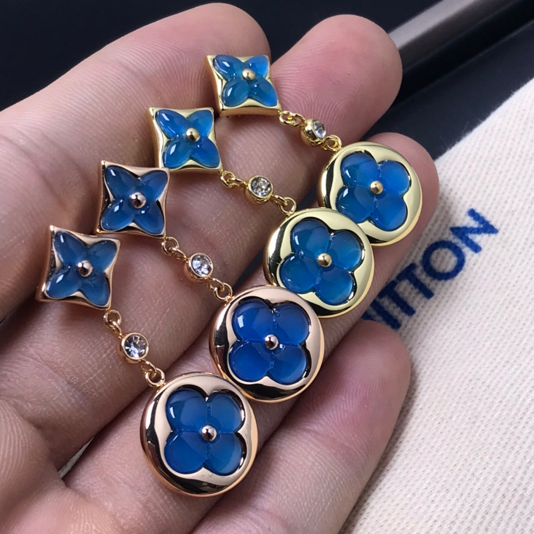 [BLAUE TRÄNEN] OHRRINGE AUS DIAMANT UND STERNENACHAT