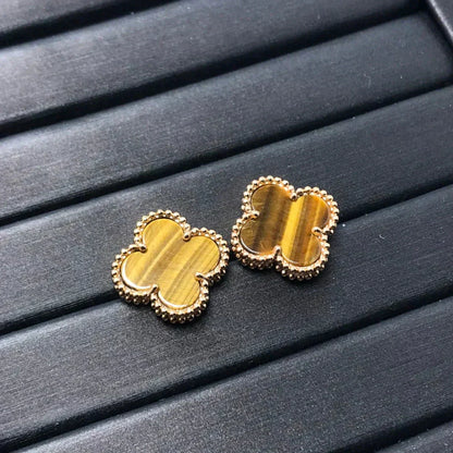 [BLUE TEARS]CLOVER MEDIUM 1 MOTIFS TIGER EYE EARRINGS