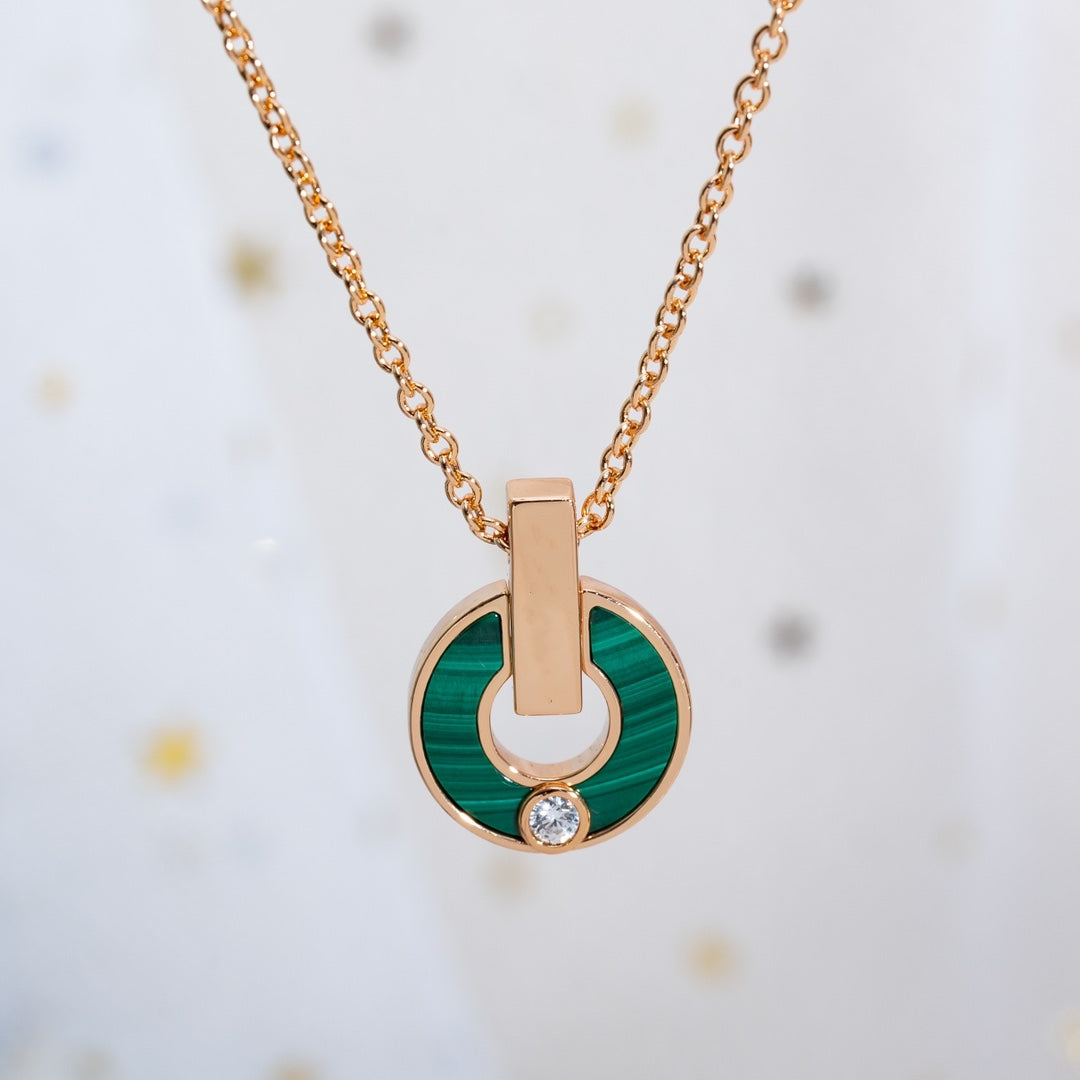 [BLAUE TRÄNEN]GARI HALSKETTE ROSA GOLD MALACHIT