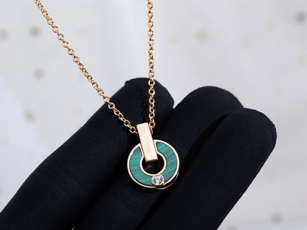[BLAUE TRÄNEN]GARI HALSKETTE ROSA GOLD MALACHIT