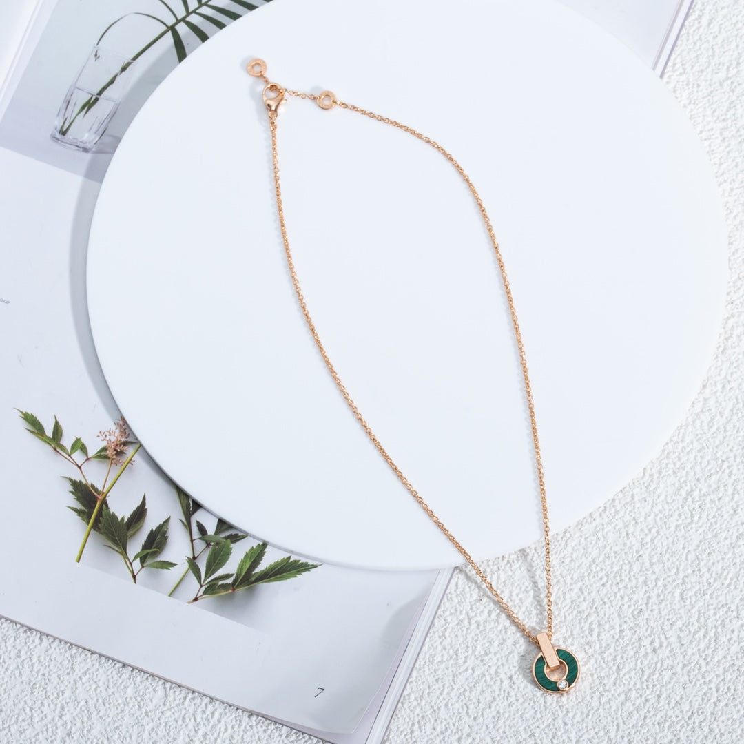 [BLAUE TRÄNEN]GARI HALSKETTE ROSA GOLD MALACHIT