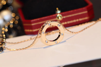 [BLAUE TRÄNEN]LIEBESKETTE 16MM 6 DIAMANTEN ROTGOLD
