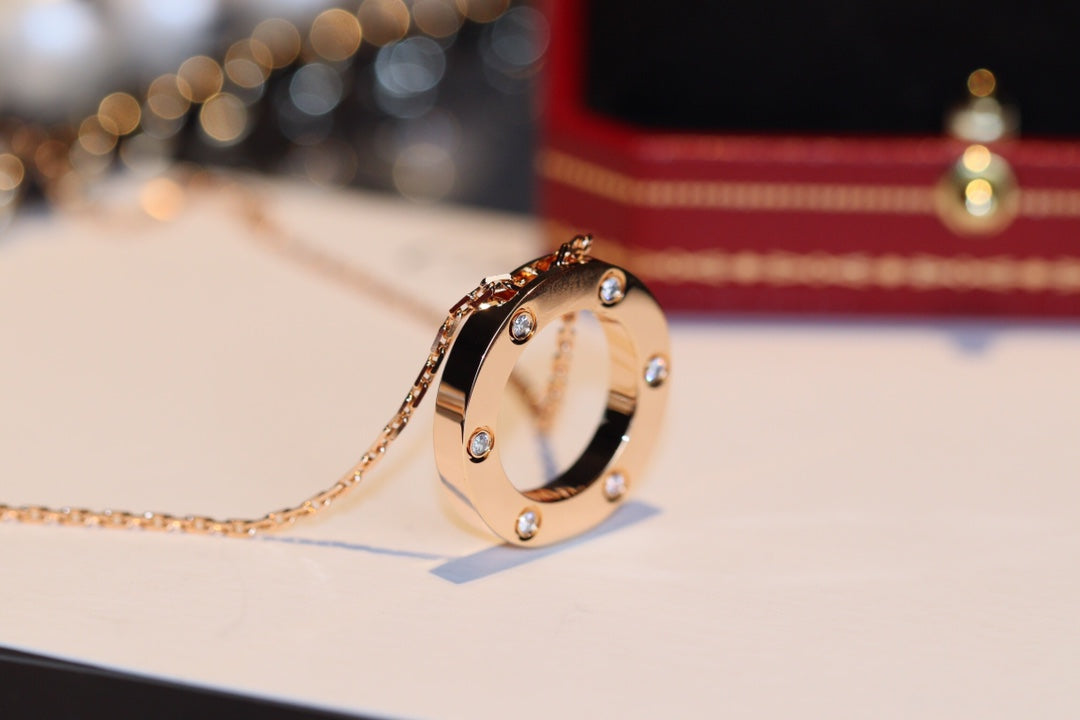 [BLAUE TRÄNEN]LIEBESKETTE 16MM 6 DIAMANTEN ROTGOLD