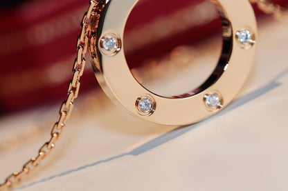 [BLAUE TRÄNEN]LIEBESKETTE 16MM 6 DIAMANTEN ROTGOLD