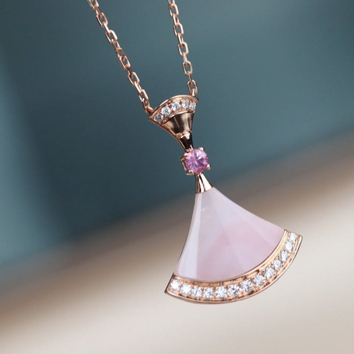 [BLAUE TRÄNEN]TRAUM HALSKETTE ROSA MOP DIAMANT