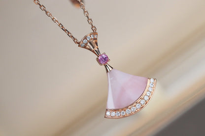 [BLAUE TRÄNEN]TRAUM HALSKETTE ROSA MOP DIAMANT