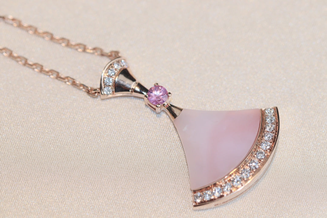 [BLAUE TRÄNEN]TRAUM HALSKETTE ROSA MOP DIAMANT
