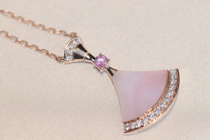 [BLAUE TRÄNEN]TRAUM HALSKETTE ROSA MOP DIAMANT