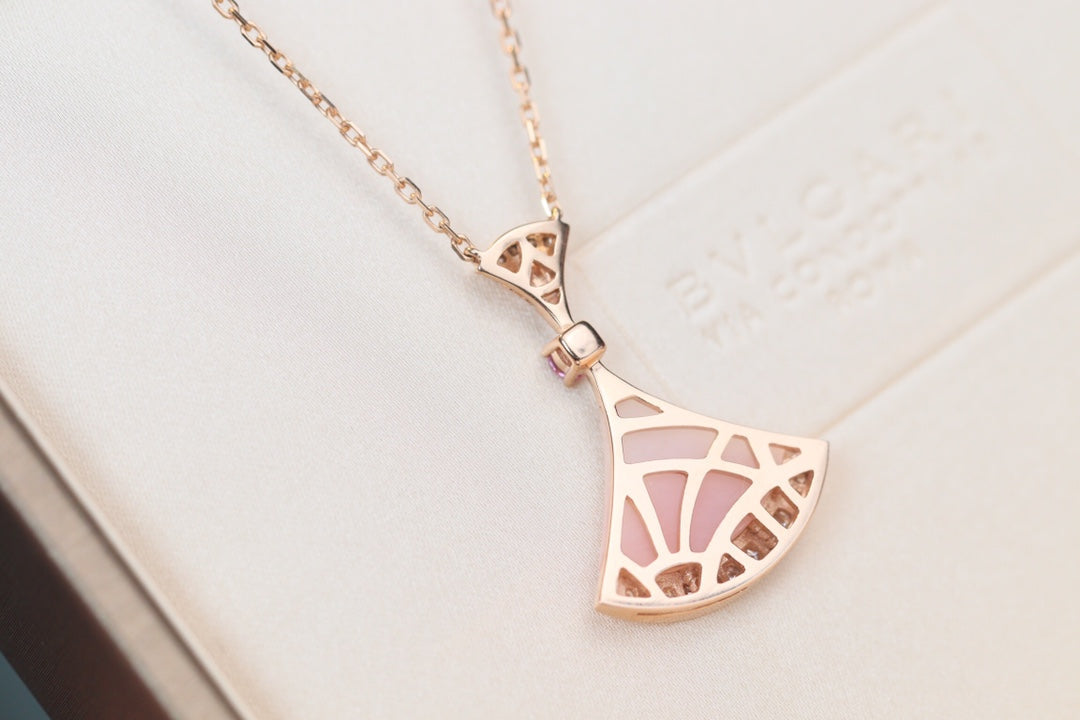 [BLAUE TRÄNEN]TRAUM HALSKETTE ROSA MOP DIAMANT
